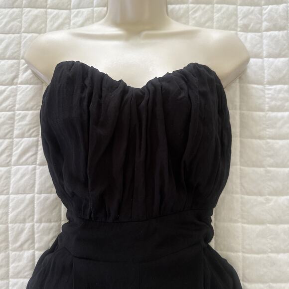 ASOS Womens Jumpsuit 6 Black Strapless Pockets Tapered Leg Preppy Minimalist - Picture 4 of 13